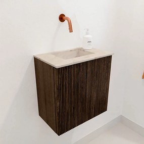 Mondiaz Joya DLux 40cm toiletmeubel walnut met wastafel faye midden zonder kraangat frappe