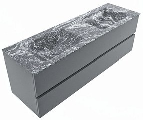 Mondiaz Vica DLux badmeubel 150cm plata 2 lades met wastafel lava dubbel 2 kraangaten