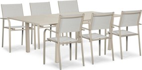 Tuinset 6 personen 160 cm Aluminium Taupe Presto Brentino/Arvento