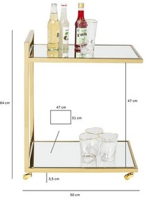 Kare Design Classy Gold Gouden Trolley Met Spiegelglas - 50 X 33cm.