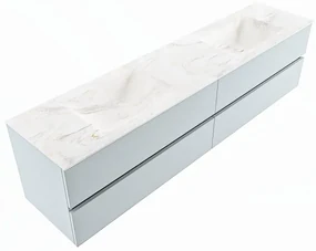 Mondiaz Vica DLux badmeubel 200cm clay 4 lades met wastafel ostra dubbel zonder kraangat