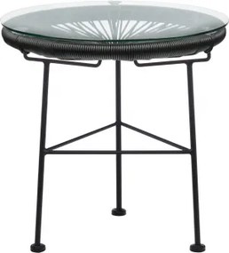 Ronde Bijzettafel Ø45 Cm Van Staal En Synthetisch Riet Acapulco Zwart - Sklum
