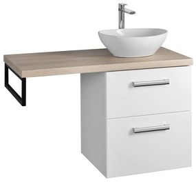 Aqualine Vega 97.5cm badkamermeubel met ovale waskom rechts wit