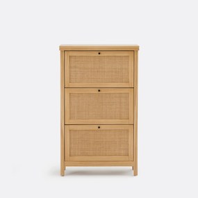 Schoenenkast, massief grenen en rotan, Gabin