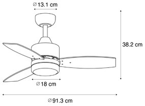 Plafondventilator met lamp wit incl. LED met afstandsbediening IP44 - Toledo Modern IP44 rond Binnenverlichting Lamp