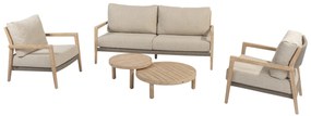 Julia stoel bank loungeset 5 delig brushed teak 4 Seasons Outdoor