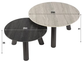 Travin Salontafelset Rond - 80 X 60cm.