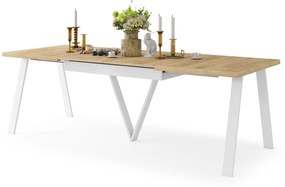 AVERY eik Craft Goud/ onderkant wit - LOFT/INDUSTRIËLE TAFEL VOOR WOONKAMER / EETKAMER UITKLAPBAAR TOT 330 cm!