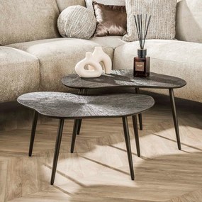 Salontafel Set Organische Vorm Brons - 79 X 59cm.