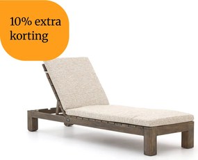 + 10% kassakorting | Verstelbaar ligbed ROUGH | Teakhout | Old Teak Greywash/Taupe - Naturel - Bruin | Ligstoel tuin | Strandbed | Kees Smit Tuinmeubelen