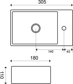 Mueller Rhea XXS fonteinsetje wit glans met rechte verouderd messing kraan links