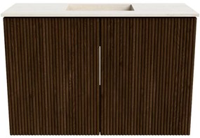 Mondiaz Joya DLux 60cm toiletmeubel walnut met wastafel faye midden 1 kraangat meli