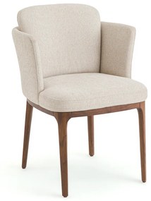 Tafel fauteuil met walnoten poten en Jabote gevlochten stof