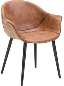 Goossens Excellent Kuipstoel Jorg cognac leer met arm, urban industrieel