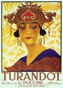 Kunstreproductie Cover by Anon of score of opera Turandot by Giacomo Puccini, 1926, Hohenstein, Adolfo