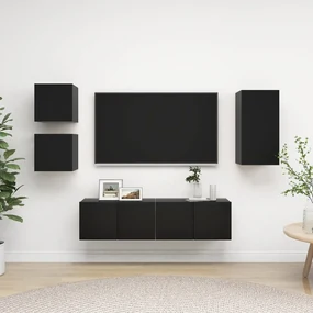 vidaXL 5-delige Tv-meubelset spaanplaat zwart