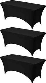 VEVOR 3 x Stretch Spandex Tafelkleed (Rechthoekig) Geschikt voor 1829 mm Tafels, Wasbare Kreukvrije Tafelkleedbeschermer, Tafelkleed voor Feesten, Bruiloften, Banketten, Festivals, Zwart