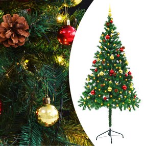 vidaXL Kunstkerstboom met kerstballen en LED's 180 cm groen