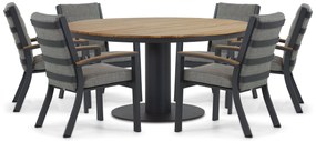 Tuinset Ronde Tuintafel 6 personen 160 cm Aluminium/teak Grijs Osmen Midura/Salerno