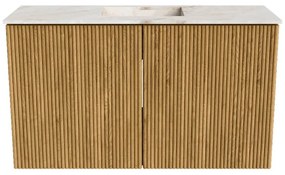 Mondiaz Joya DLux 70cm toiletmeubel oak met wastafel faye midden zonder kraangat frappe