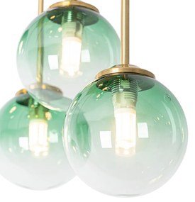 Art Deco plafondlamp goud met groen glas 9-lichts - Athens Art Deco G9 vierkant Binnenverlichting Lamp