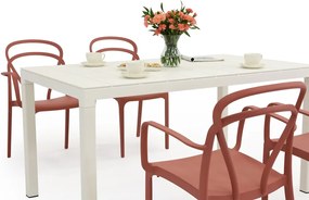 King/Vage witte en rode tuinset voor 4 personen Bica