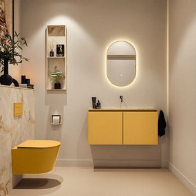 Mondiaz Ture DLux toiletmeubel 100cm ocher met wastafel frappe midden zonder kraangat