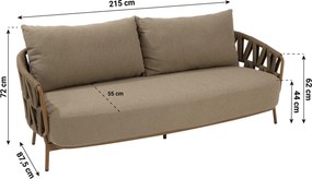 Stoel en Bank Loungeset 5 personen Rope Taupe  4 Seasons Outdoor Biarritz/Fungo