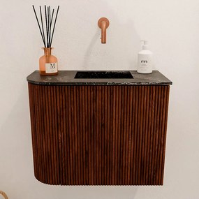 Mondiaz Joya DLux 50cm toiletmeubel ronding links ruby met wastafel faye rechts zonder kraangat lava