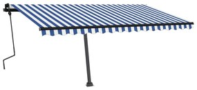 vidaXL Luifel handmatig uittrekbaar met LED 450x300 cm blauw en wit