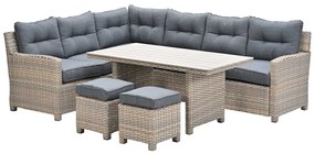 Garden Impressions Alaska lounge dining set 5-delig links - light teak vironwood