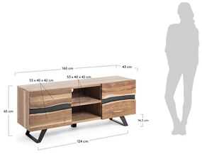 Kave Home Uxia Boomstam Tv-meubel Met Deuren - 160x43x65cm.