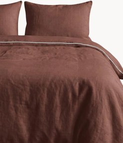Linnen dekbedovertrekset Chocolate White, 2-delig