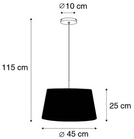 Stoffen Eettafel / Eetkamer Moderne hanglamp staal met kap 45 cm zwart - Combi 1 Landelijk / Rustiek, Modern E27 rond Binnenverlichting Lamp