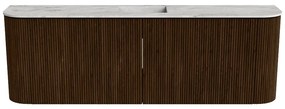 Mondiaz Joya DLux 125cm toiletmeubel ronding links/rechts walnut met wastafel faye midden zonder kraangat glace