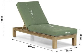 Santika Furniture Santika Arlington Lounger Met Green Kitsilano Kussen Teak Old Teak Greywash