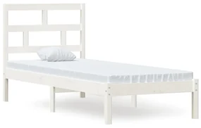 vidaXL Bedframe massief hout wit 75x190 cm 2FT6 Small Single