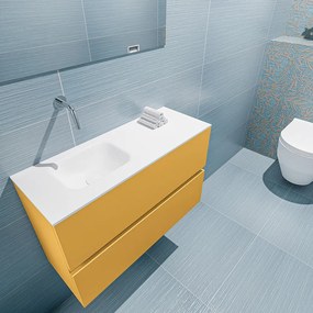 Mondiaz Ada 80cm toiletmeubel ocher met wastafel talc links zonder kraangat