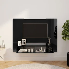 vidaXL Tv-wandmeubel 120x23,5x90 cm spaanplaat hoogglans zwart