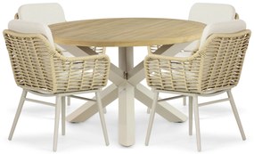Tuinset 4 personen 120 cm Aluminium/rope Taupe Coco Antoni/Rockville