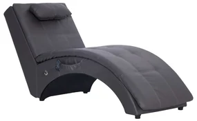 vidaXL Massage chaise longue met kussen kunstleer grijs