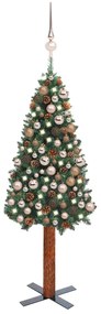 vidaXL Kerstboom met LED's en kerstballen smal PVC 180 cm groen