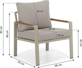 Stoel en Bank Loungeset 4 personen Aluminium Zand/Beige  Domani Furniture Leaf