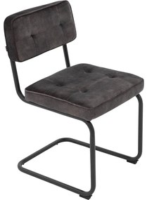 Goossens Basic Eetkamerstoel Freek zwart velvet stof leuning, urban industrieel