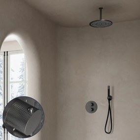 Saniclear Iron Curved Pro inbouw regendouche rond met 20cm hoofddouche en plafondarm verouderd ijzer - gunmetal