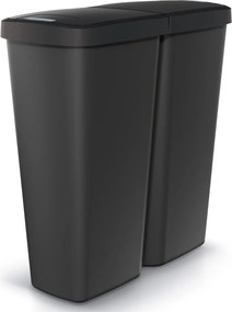 Prosperplast Keden Compacta Q Duo Vuilnisbak - Zwart Gerecycled - 50 Liter - Dubbel deksel