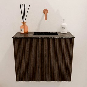 Mondiaz Joya DLux 50cm toiletmeubel walnut met wastafel faye rechts zonder kraangat lava