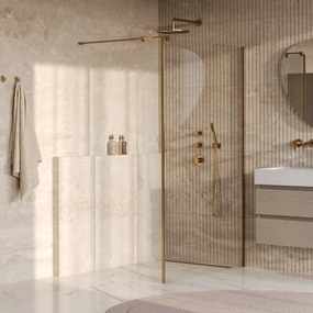 Brauer Oblivion inloopdouche helder glas 110cm met 30cm zijwand messing geborsteld PVD