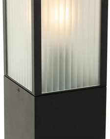 Staande buitenlamp zwart met ribbel glas 80 cm IP44 - Charlois Modern E27 IP44 Buitenverlichting