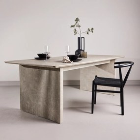 Eettafel Met Geribbelde Poten Beige - 100 X 200cm.